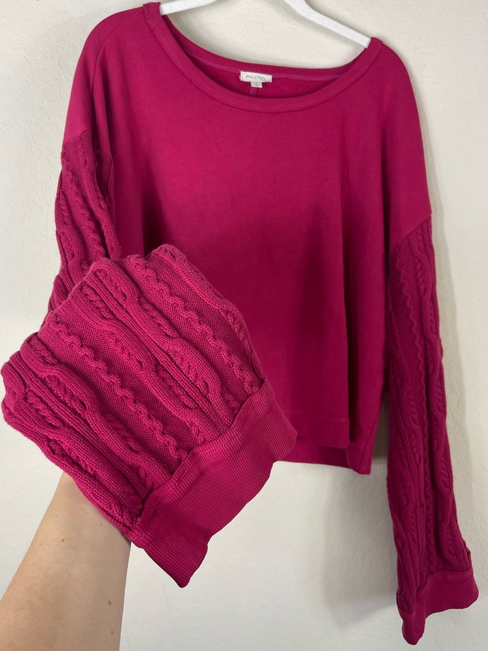Pilcro Sweater Sleeve Blouse Cranberry Pink Size Small